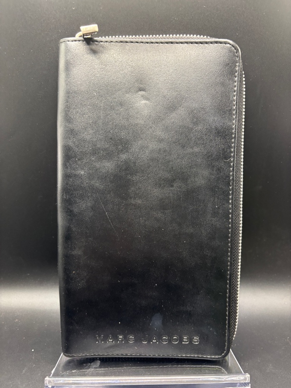 Marc Jacobs Black Leather Passport Document Holder Zip-Around Wallet